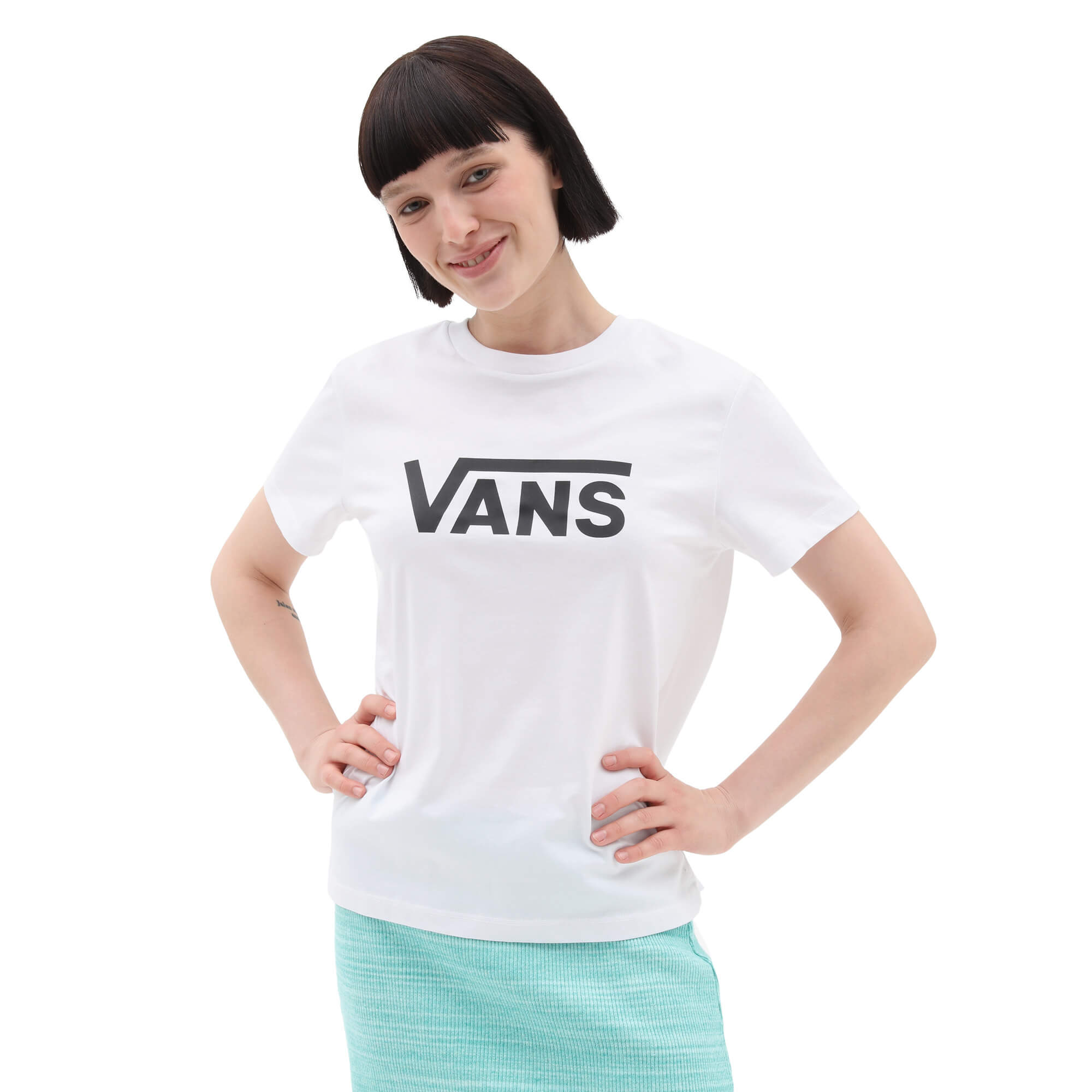 Vans Drop V Crew-B Beyaz Kadın Tişört VN0A5HNMYB21