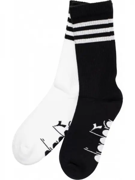 DIADORA  2 pack Striped Crew Socks M Siyah Beyaz Erkek 2li Çorap - D202531-955