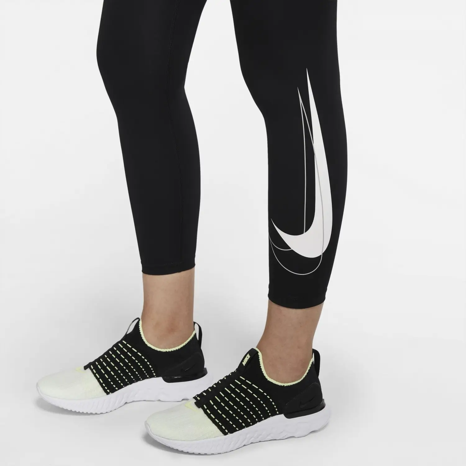 Nike Dri-Fit Swoosh Run Mid-Rise Running Siyah Kadın Tayt - DD5278-010