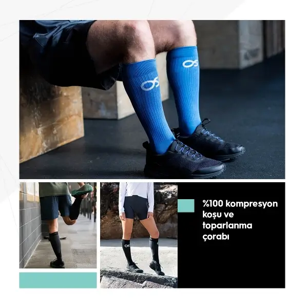 OS1st FS4+ Compression Destek Çorap Siyah Ayak/Ayak Bileği/Kalf Destek Çorabı
