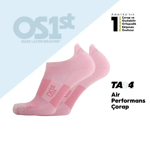 OS1st TA4 Thin Air Performans Çorap Pembe Ayak/Ayak Bileği/Kalf Destek Çorabı